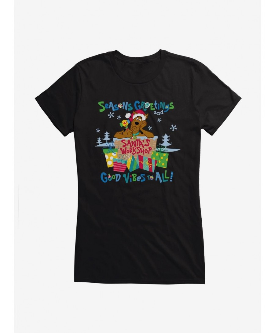 Exclusive Price Scooby-Doo Seasons Greetings Good Vibes Girls T-Shirt $7.97 T-Shirts