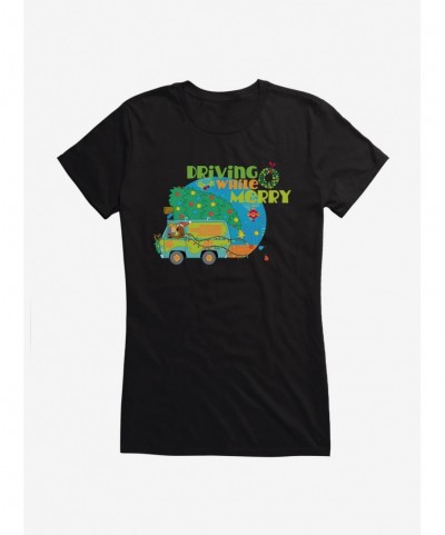 New Arrival Scooby-Doo Holidays Driving While Merry Mystery Machine Girls T-Shirt $7.57 T-Shirts