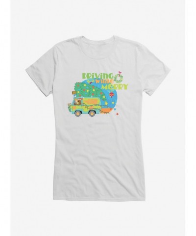 New Arrival Scooby-Doo Holidays Driving While Merry Mystery Machine Girls T-Shirt $7.57 T-Shirts