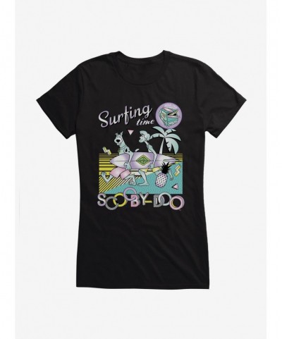 Seasonal Sale Scooby-Doo Retro Chrome Surfing Time Girls T-Shirt $8.17 T-Shirts