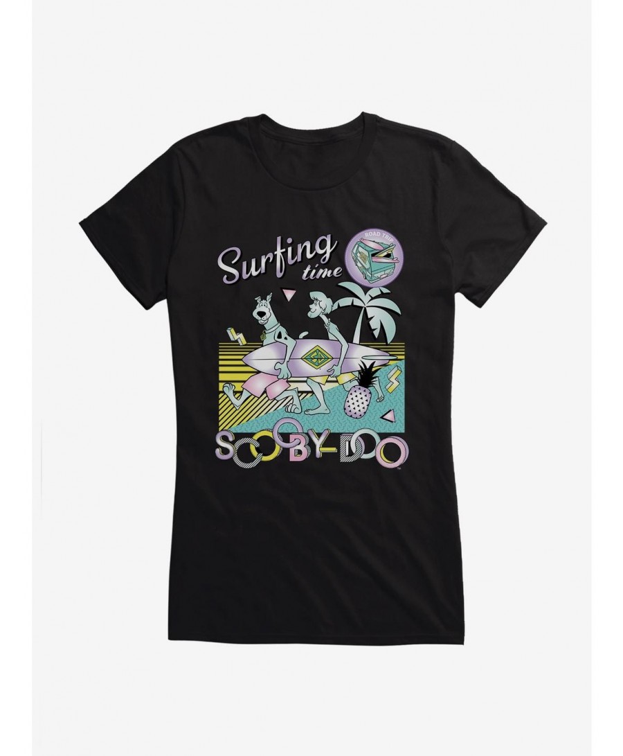 Seasonal Sale Scooby-Doo Retro Chrome Surfing Time Girls T-Shirt $8.17 T-Shirts