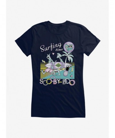 Seasonal Sale Scooby-Doo Retro Chrome Surfing Time Girls T-Shirt $8.17 T-Shirts