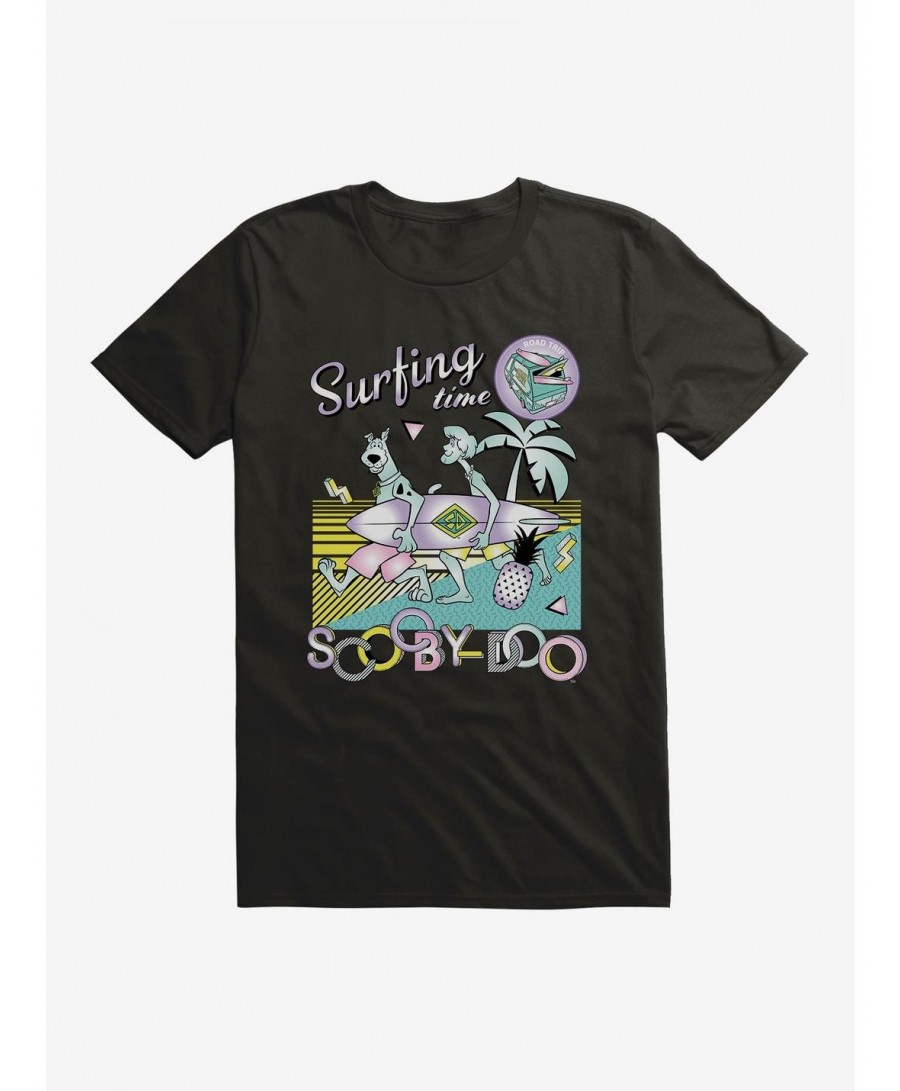 Discount Sale Scooby-Doo Retro Chrome Surfing Time T-Shirt $8.03 T-Shirts