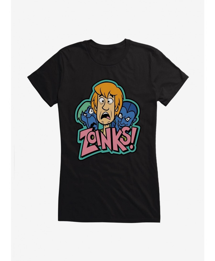 Discount Sale Scooby-Doo Zoinks Monsters Behind Shaggy Girls Girls T-Shirt $8.76 T-Shirts