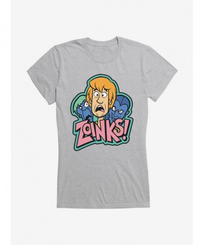 Discount Sale Scooby-Doo Zoinks Monsters Behind Shaggy Girls Girls T-Shirt $8.76 T-Shirts