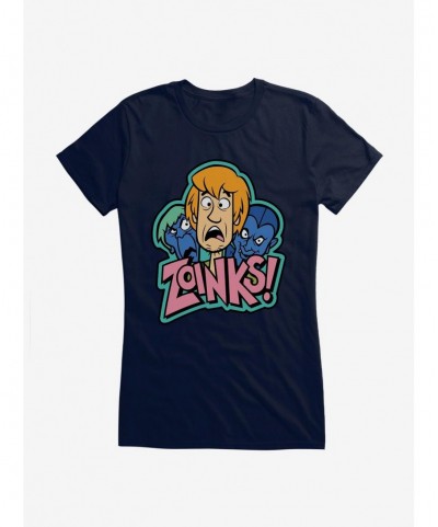 Discount Sale Scooby-Doo Zoinks Monsters Behind Shaggy Girls Girls T-Shirt $8.76 T-Shirts