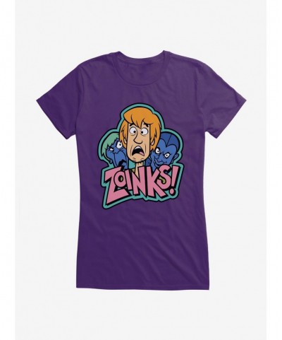 Discount Sale Scooby-Doo Zoinks Monsters Behind Shaggy Girls Girls T-Shirt $8.76 T-Shirts