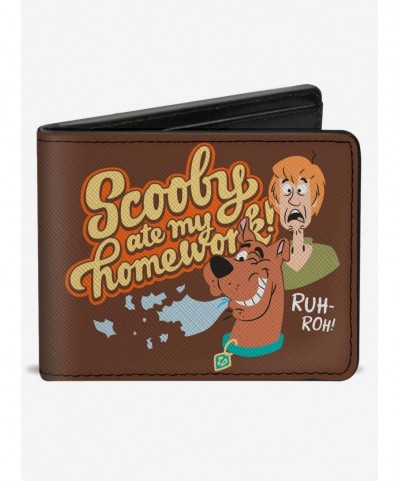 Bestselling Scooby-Doo! Scooby Doo And Shaggy Scooby Ate My Homework Pose Brown Bifold Wallet $7.73 Wallets