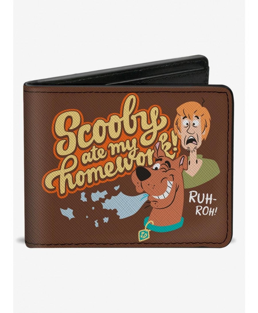 Bestselling Scooby-Doo! Scooby Doo And Shaggy Scooby Ate My Homework Pose Brown Bifold Wallet $7.73 Wallets