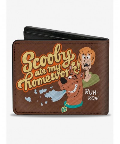 Bestselling Scooby-Doo! Scooby Doo And Shaggy Scooby Ate My Homework Pose Brown Bifold Wallet $7.73 Wallets