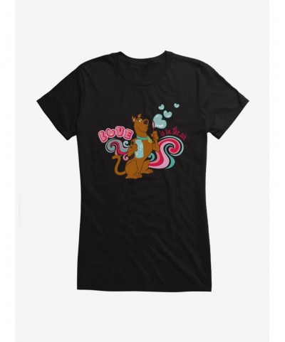 New Arrival Scooby-Doo Valentines Love Is In The Air Bubbles Girls T-Shirt $8.57 T-Shirts