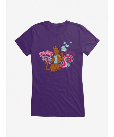 New Arrival Scooby-Doo Valentines Love Is In The Air Bubbles Girls T-Shirt $8.57 T-Shirts