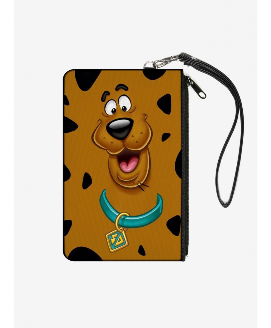 Flash Deal Scooby Doo Smiling Face Spots Brown Black Zip Clutch Canvas Wallet $9.41 Wallets