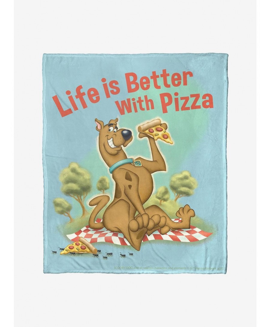 Seasonal Sale Scooby-Doo Pizza Is Life Throw Blanket $23.96 Blankets