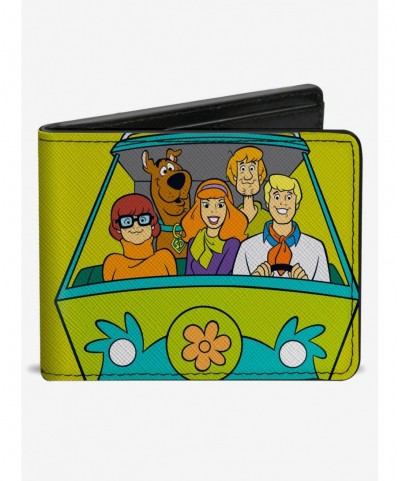 Absolute Discount Scooby-Doo! Group Driving Mystery Machine Front Pose And Text Bifold Wallet $10.45 Wallets